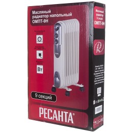 Масляный обогреватель РЕСАНТА ОМПТ- 9Н [67/3/4] 2,0кВт, 450?140?650, 9 секций, 9,7 кг }